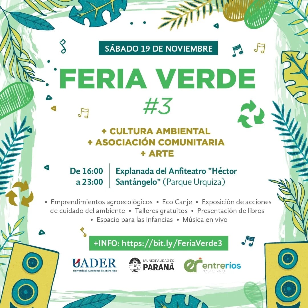 Se realizará la tercera edición de la Feria Verde en Paraná: Ecocanje, capacitaciones, ferias y propuestas culturales