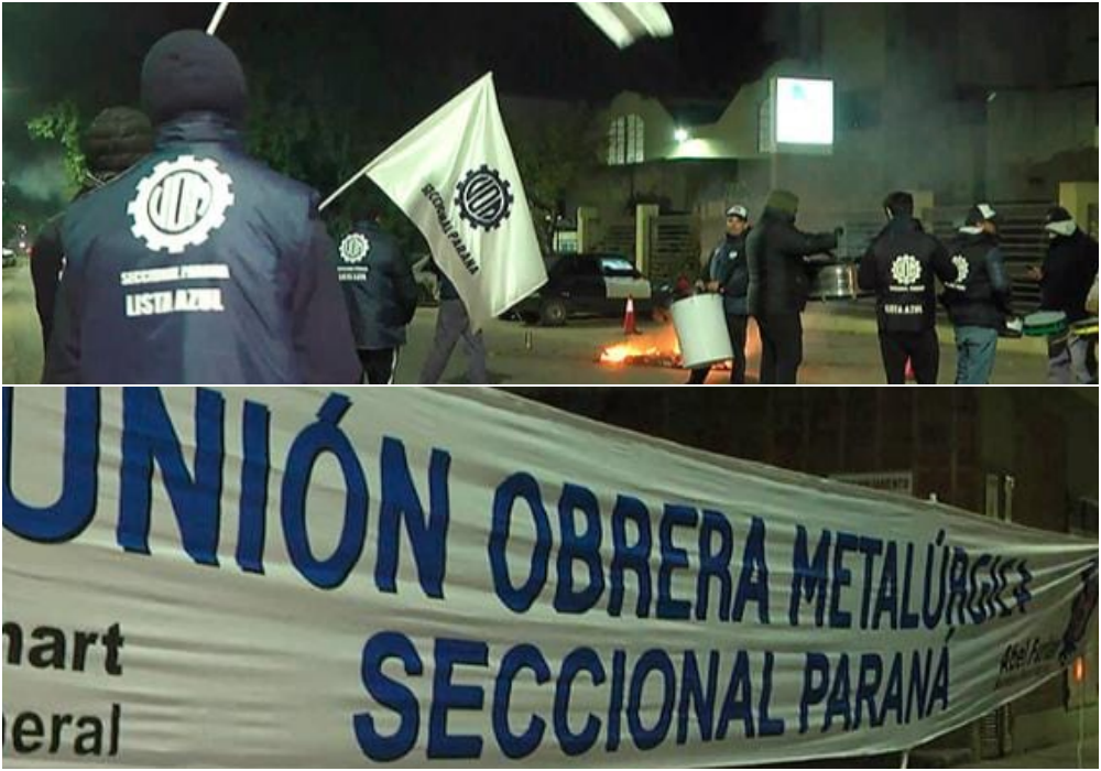 Paro y manifestación de metalúrgicos en el Parque Industrial de Paraná